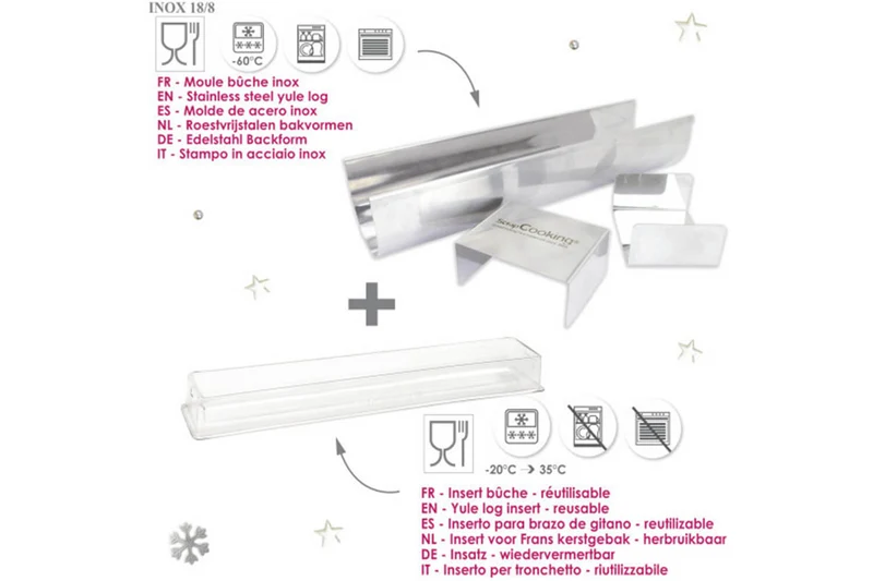 Moule à bûche en inox et insert semi rigide Scrapcooking - Réutilisable