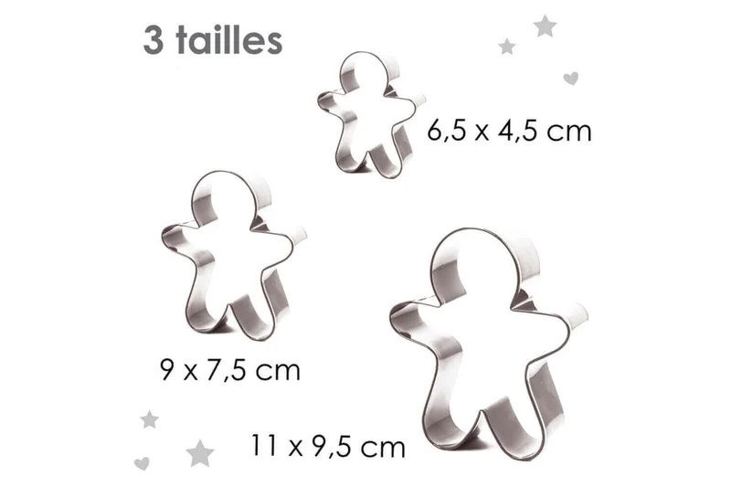 Boîte 3 emporte-pièces Scrapcooking en inox - Bonhommes pain d'épice