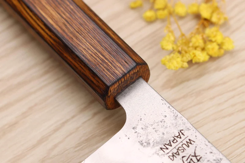 Couteau de chef japonais artisanal Wusaki Yoshi G3 chêne 24cm