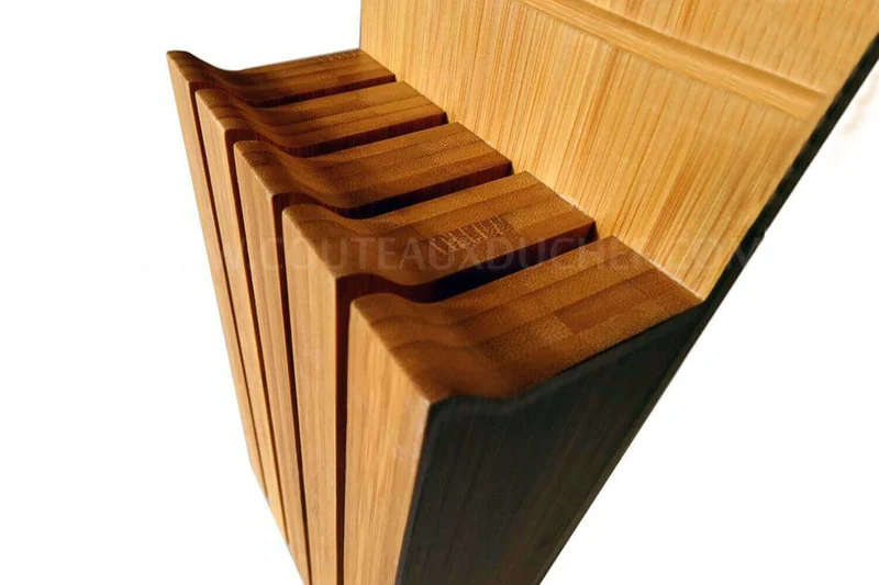 Bloc vide Kyocera ergonomique en bambou pour 4 couteaux
