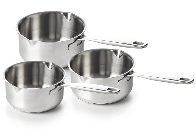 Set de 3 casseroles Beka Maestro 16-18-20cm en acier inoxydable 18/10 avec 2 becs verseurs