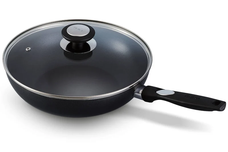 Wok Beka Pro Induc 28cm revêtement céramique antiadhérent + couvercle en verre