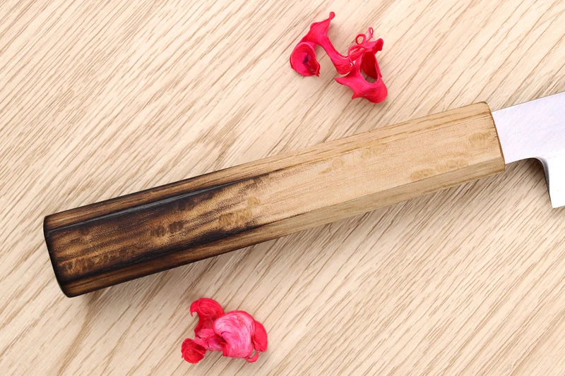Couteau yanagiba kiritsuke 24cm japonais artisanal Nakamura Kaishin Saku WS2 en chêne