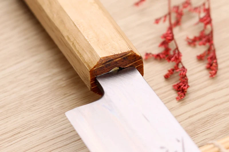 Couteau yanagiba kiritsuke 24cm japonais artisanal Nakamura Kaishin Saku WS2 en chêne