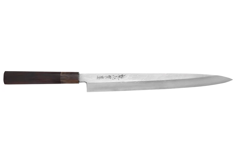 Couteau yanagiba 30cm japonais artisanal Nakamura Kaishin Suminagashi WS1