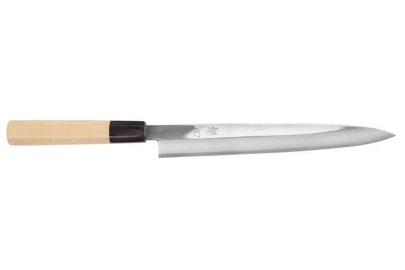 Couteau yanagiba 24cm japonais artisanal Nakamura Kaishin Ginsan Mirror