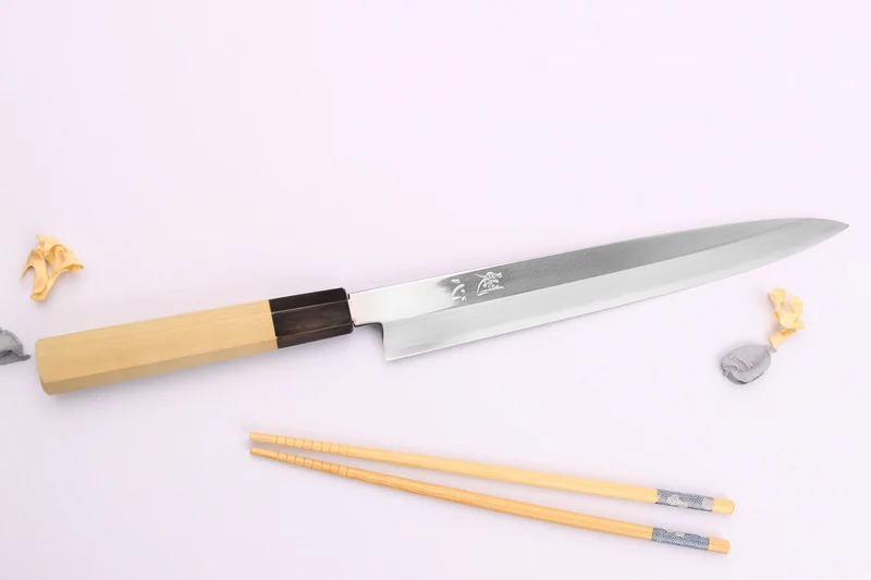 Couteau yanagiba 24cm japonais artisanal Nakamura Kaishin Ginsan Mirror