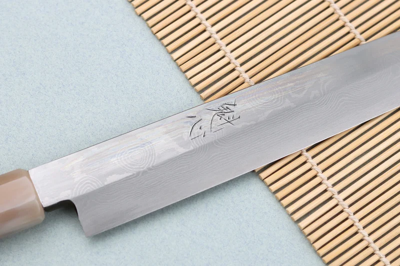 Couteau yanagiba 27cm japonais artisanal Nakamura Kaishin Ginsan Damas