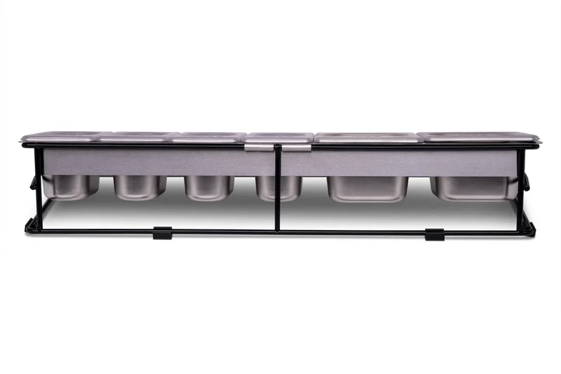 Saladette Ooni inox + 6 bacs à garnitures pour pizzas avec couvercles
