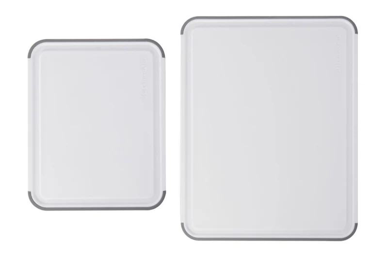 Set de 2 planches à découper anti-glisse Kitchen Aid réversibles en PP blanc