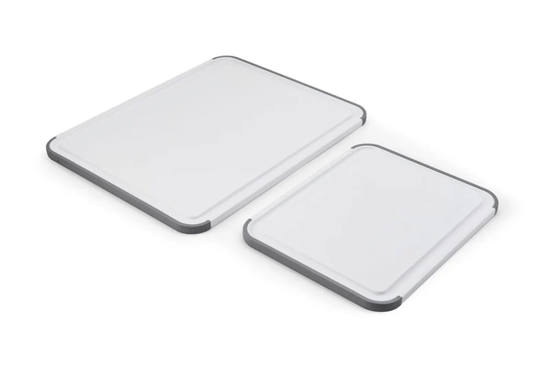 Set de 2 planches à découper anti-glisse Kitchen Aid réversibles en PP blanc