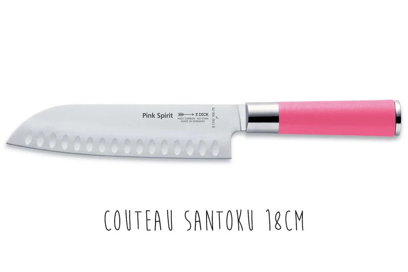 Bloc acrylique 4 couteaux de cuisine Dick Pink Spirit manche rose