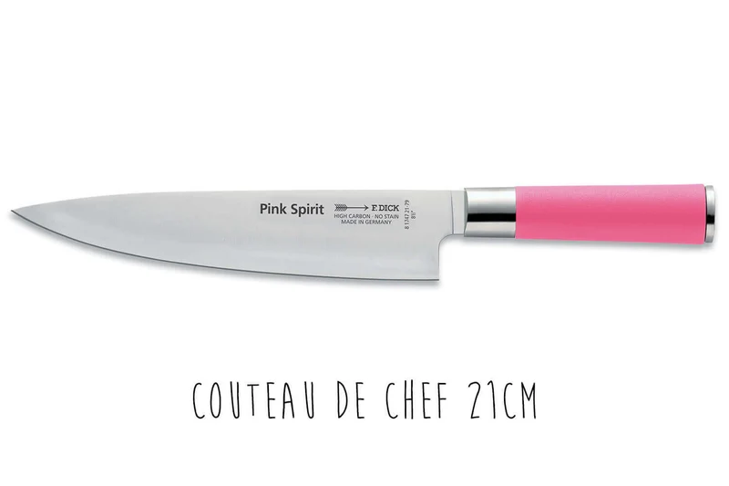 Bloc acrylique 4 couteaux de cuisine Dick Pink Spirit manche rose