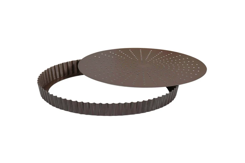 Tourtière ronde cannelée perforée Gobel anti-adhérent fond mobile
