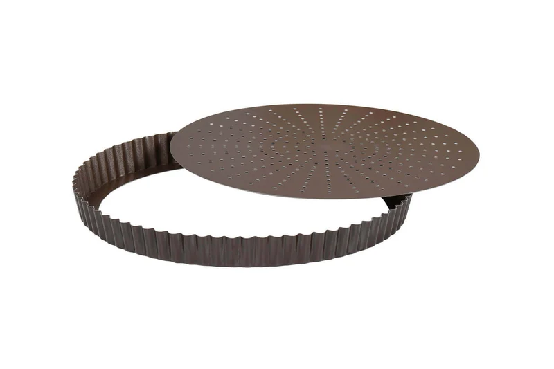 Tourtière ronde cannelée perforée Gobel anti-adhérent fond mobile