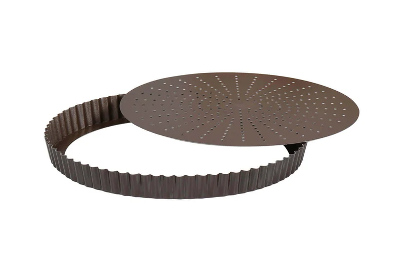 Tourtière ronde cannelée perforée Gobel anti-adhérent fond mobile