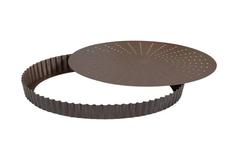 Tourtière ronde cannelée perforée Gobel anti-adhérent fond mobile