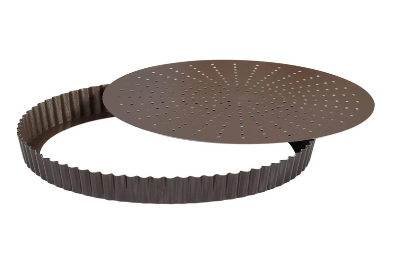 Tourtière ronde cannelée perforée Gobel anti-adhérent fond mobile