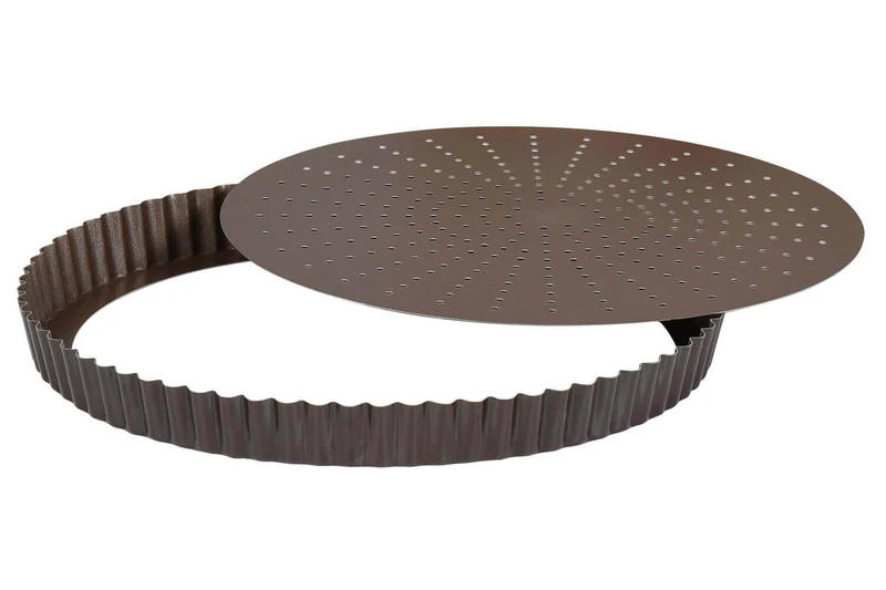 Tourtière ronde cannelée perforée Gobel anti-adhérent fond mobile