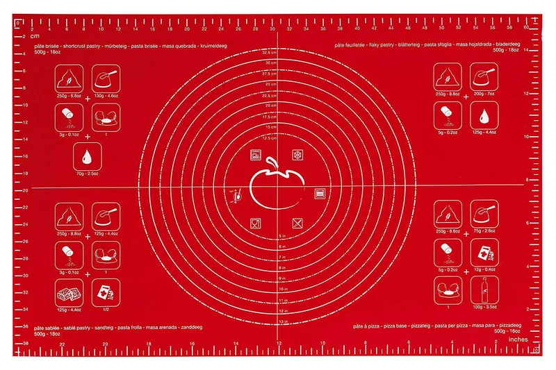 Feuille à pâtisserie Mastrad graduée en silicone rouge 60x40cm