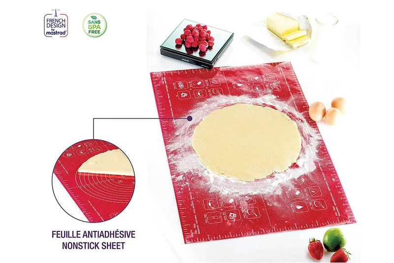 Feuille à pâtisserie Mastrad graduée en silicone rouge 60x40cm