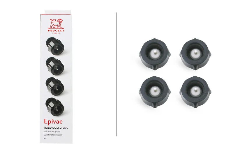 Set de 4 bouchons à vin Peugeot Epivac pour pompe à vide 3,5cm