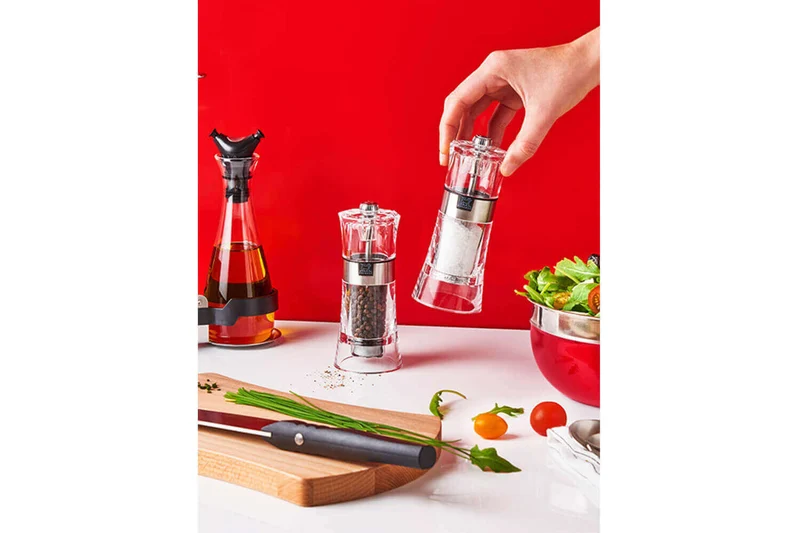 Coffret duo moulin à sel et poivre Peugeot Oslo en acrylique et inox 14cm
