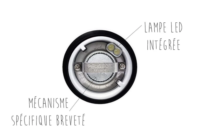 Coffret duo moulin à sel et poivre électrique Peugeot Elis Sense U Select en inox avec éclairage 20cm