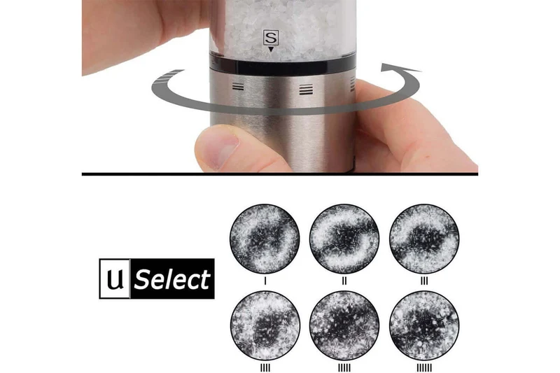 Coffret duo moulin à sel et poivre électrique Peugeot Elis Sense U Select en inox avec éclairage 20cm