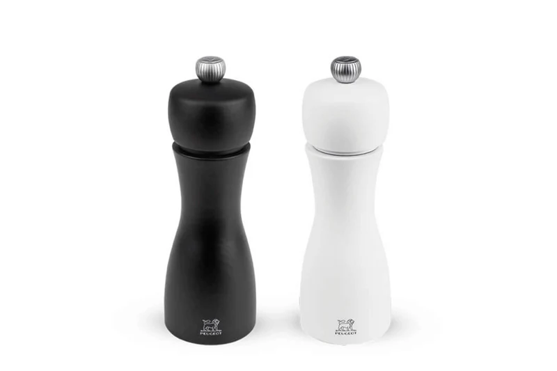 Coffret duo moulin à sel et poivre Peugeot Tahiti en bois noir + blanc