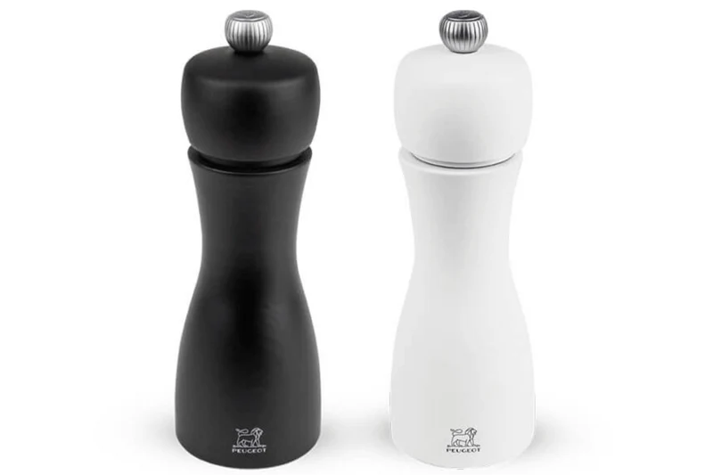 Coffret duo moulin à sel et poivre Peugeot Tahiti en bois noir + blanc