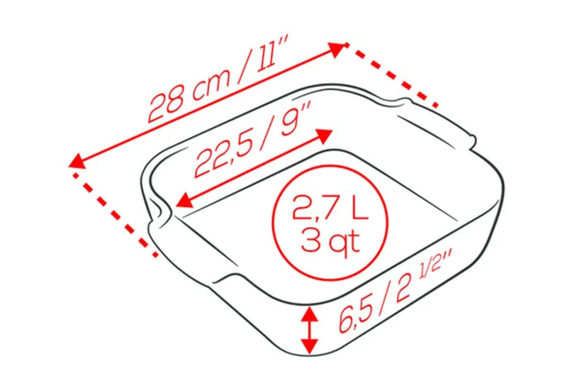 Plat four carré Peugeot Appolia en céramique rouge 22,5x22,5x6,5cm