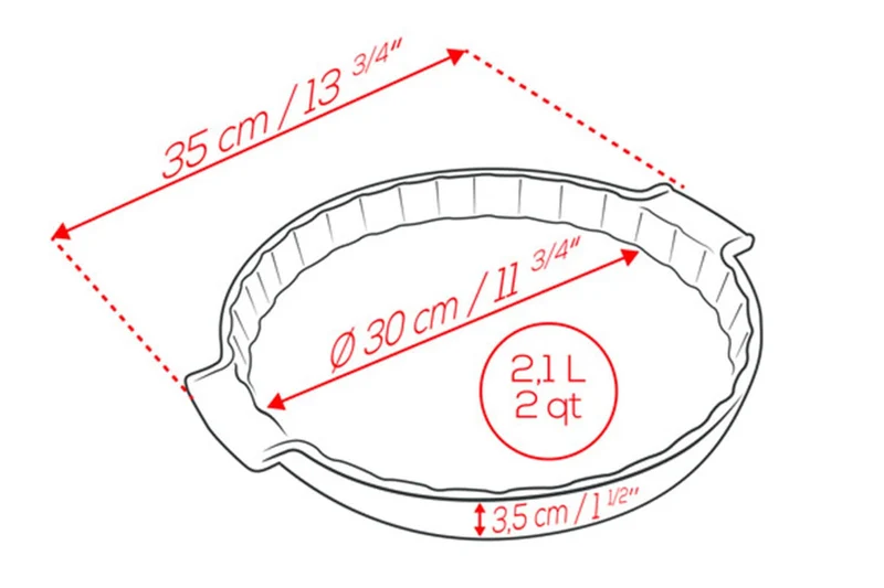 Moule à tarte Peugeot Appolia en céramique rouge Ø30cm