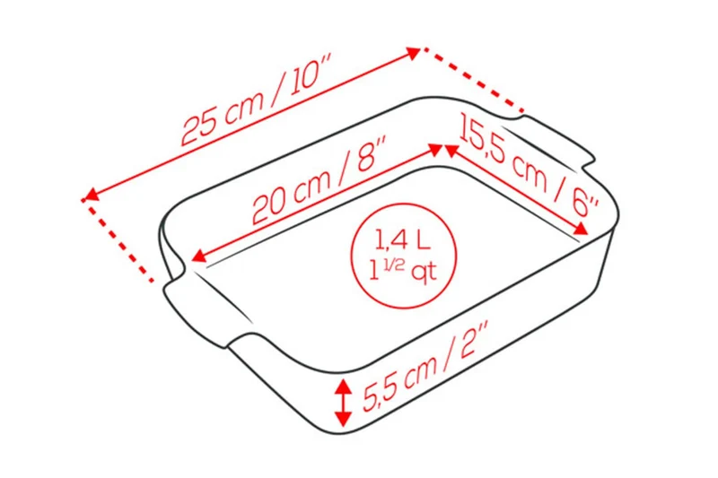 Plat four rectangle Peugeot Appolia en céramique rouge 20x15,5x5,5cm