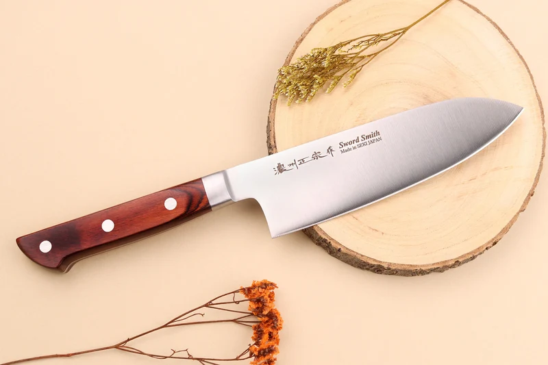 Couteau santoku 17cm japonais Satake Cutlery Brown Pakkawood