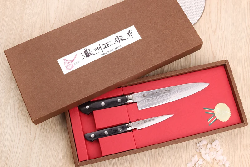 Coffret 2 couteaux japonais Satake Cutlery damas 69 couches chef + office