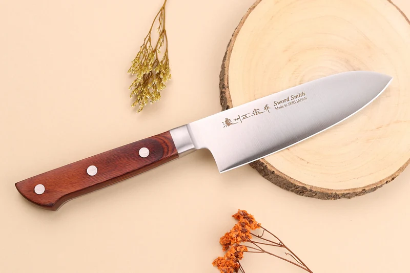 Coffret 3 couteaux japonais Satake Cutlery Brown Pakkawood chef + santoku + office