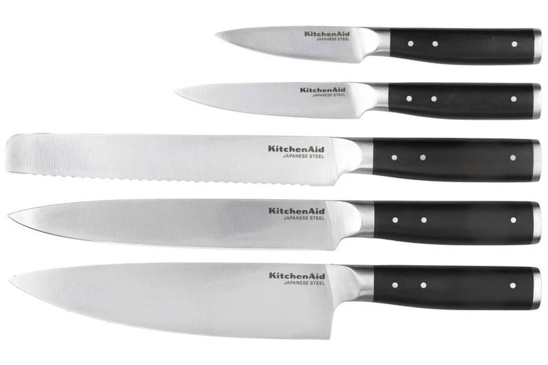 Bloc 5 couteaux Kitchen Aid Classic en bois de bouleau + ciseaux