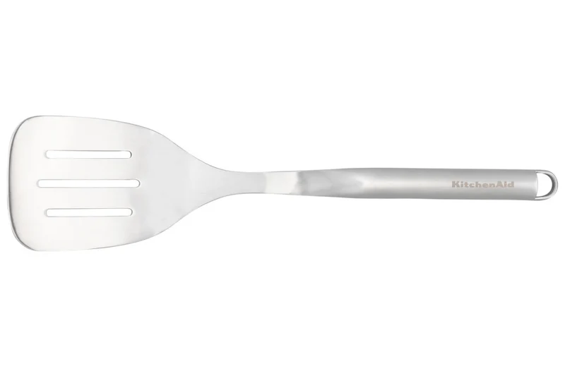 Spatule coudée ajourée Kitchen Aid tout en acier inoxydable