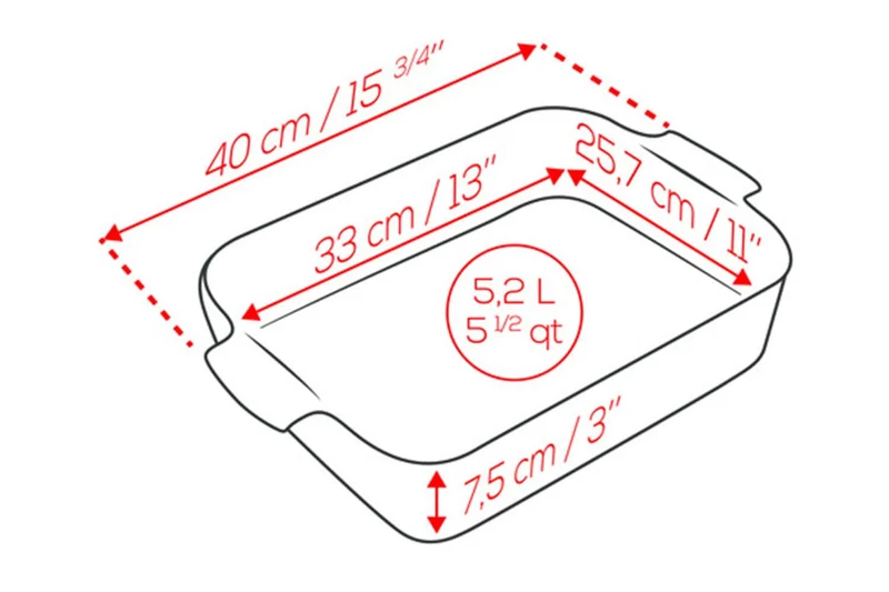 Plat four rectangle Peugeot Appolia en céramique rouge 33x25,7x7,5cm