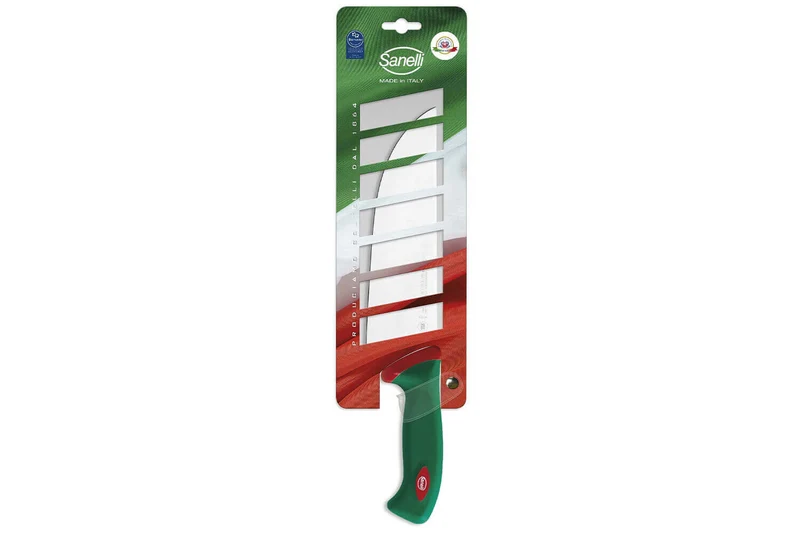 Couteau de boucher professionnel Sanelli Premana lame large 24cm manche vert