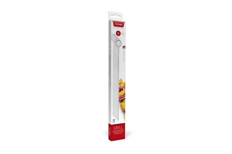 Set de 6 pics à brochettes Triangle en acier inoxydable 30cm