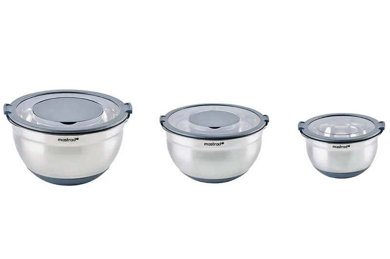 Set de 3 bols inox avec couvercles Mastrad 16, 20 et 24cm