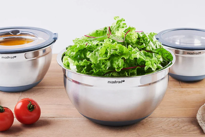 Set de 3 bols inox avec couvercles Mastrad 16, 20 et 24cm