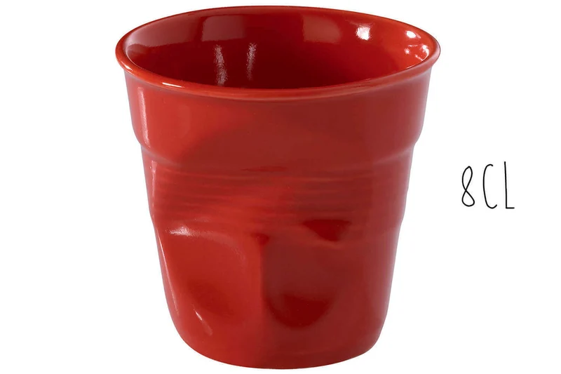 Tasse Revol Espresso Froissé 8cl en porcelaine piment