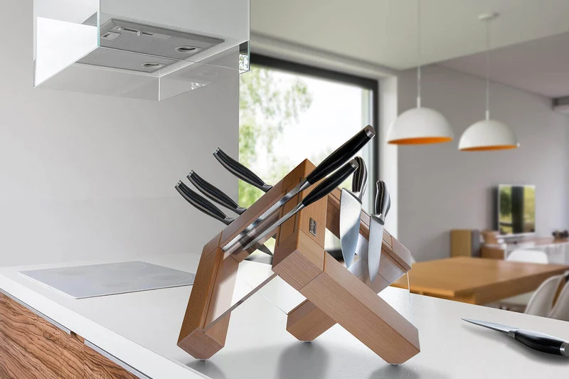 Bloc vide Artelegno Grand Prix en bois et plexiglass pour 10 couteaux de cuisine