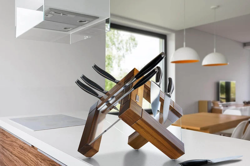 Bloc vide Artelegno Grand Prix en bois et plexiglass pour 10 couteaux de cuisine