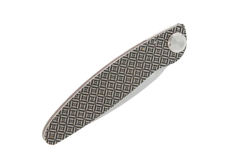 Couteau pliant K2.10M manche bois de violette et acier décor kaléidoscope 11,5cm