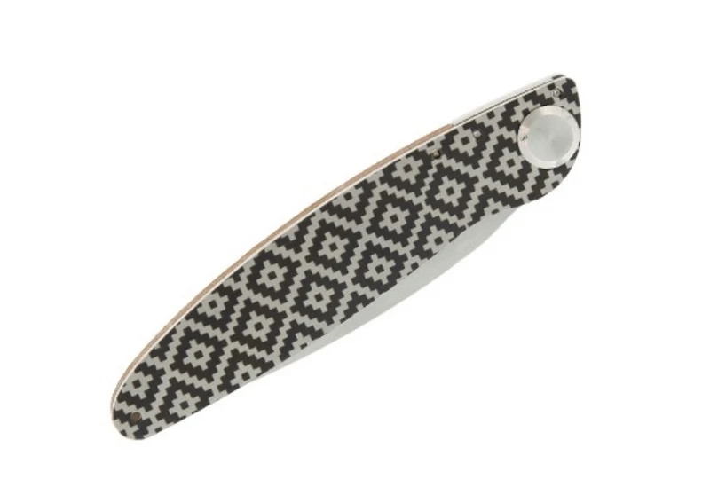 Couteau pliant K2.08M manche olivier et acier décor mosaïque 11,5cm