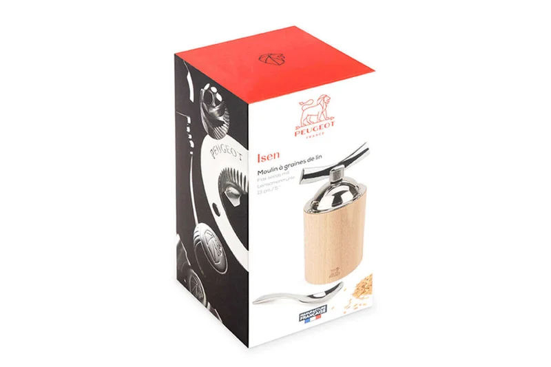 Moulin à graines de lin manuel Peugeot Isen en bois et inox 13cm